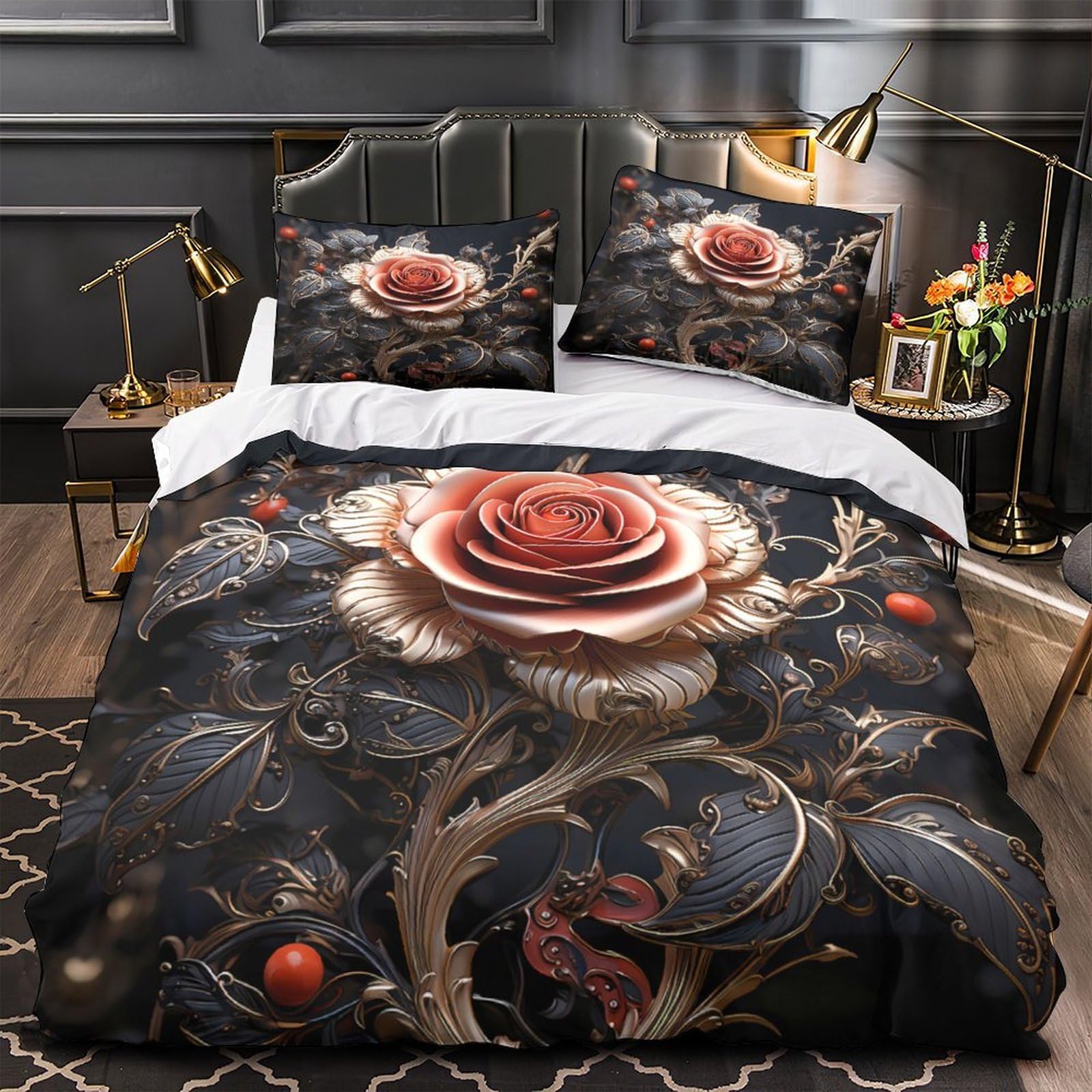 Housse de couette rose 140x200 en microfibre avec fermeture éclair single