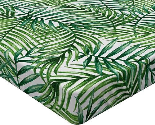 Miniatura 2 de Ambesonne Sábana bajera ajustable de hojas, estampado de acuarela, palmeras silvestres botánicas, hojas, diseño degradado, imagen de selva exótica,