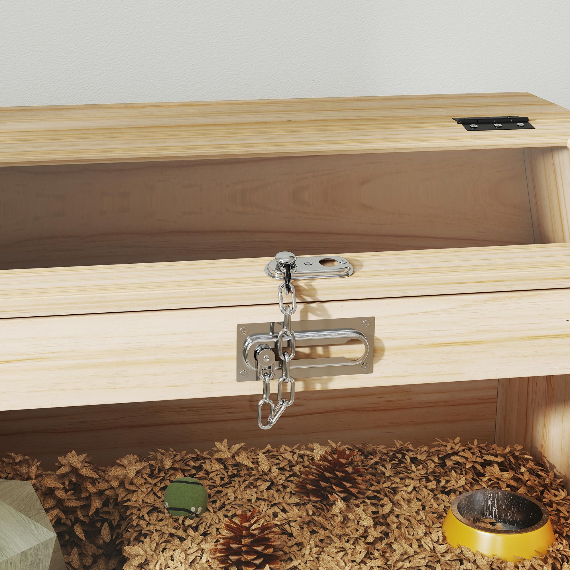 PawHut Gabbia per criceto in legno, Gabbia per topi con coperchio apribile, finestra in acrilico e fori di ventilazione per criceti nani e gerbilli, 55 x 35 x 35 cm, effetto legno naturale
