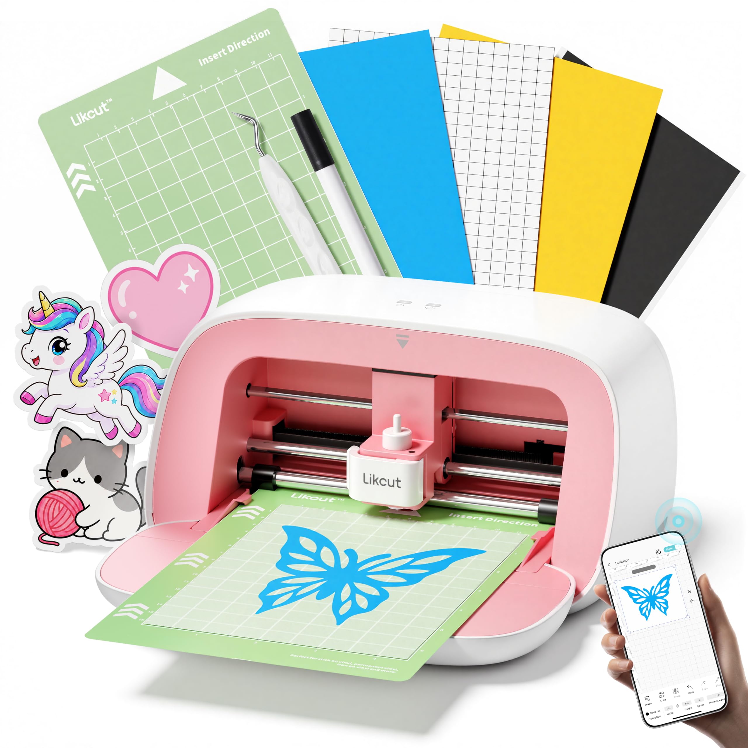 Likcut Glee S501 plotter de decoupe, Kit débutant inclus, Rose