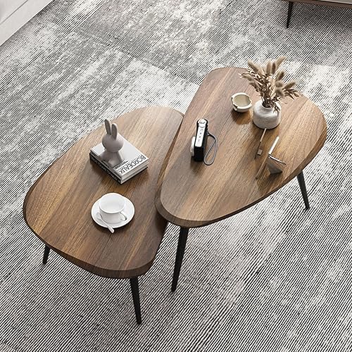 Miniatura 3 de JATIBOSH Juego de 2 mesas auxiliares pequeñas, mesa auxiliar para sala de estar, dormitorio, oficina, fácil montaje, mesa de centro para sala,