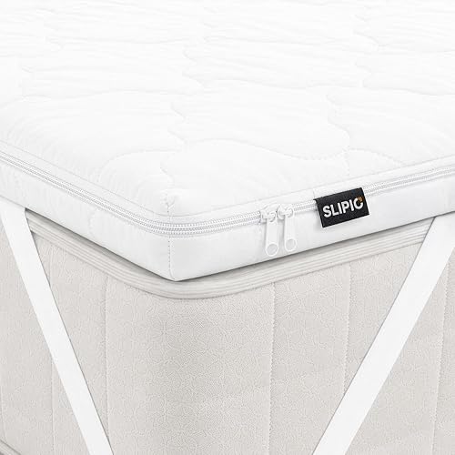 SLIPIO Matratzentopper 180x200 cm | 5 cm Höhe | Ergo+ orthopädischer Komfortschaum | Waschbar & Hypoallergen | Mattress Topper 180x200