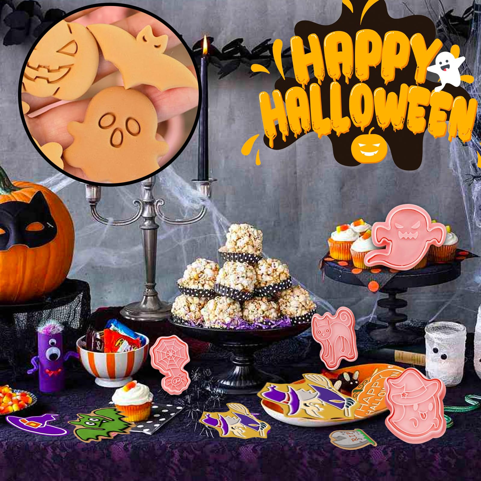 KQOZG Halloween Keksausstecher Set - 17-teilig Aus Silikon, Lebensmittelecht