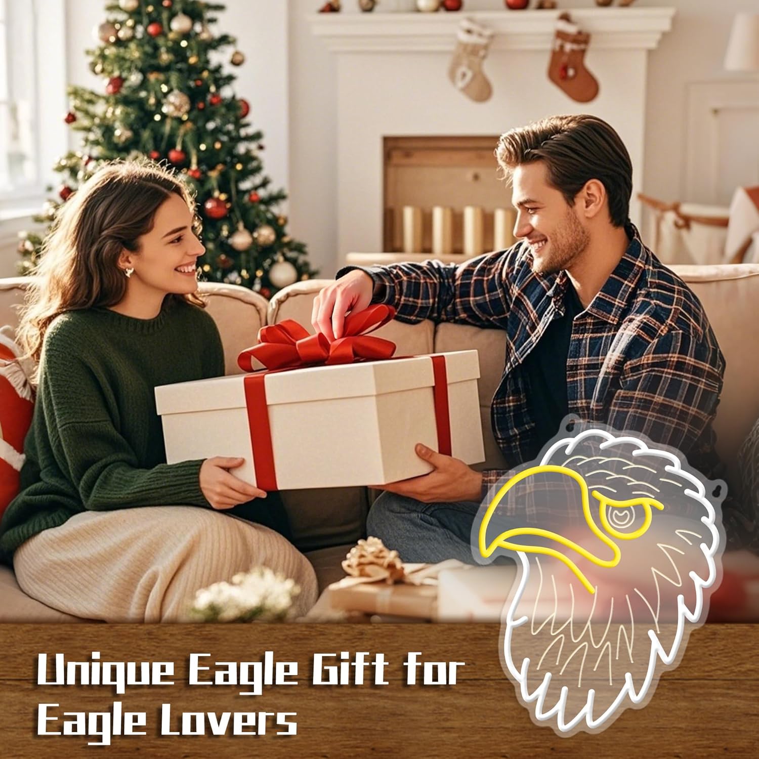 Lampeez Eagle Neon Sign, LED Eagle Night Light for Room Decor, Wall Decoration Gifts for Kids Teens Women Men