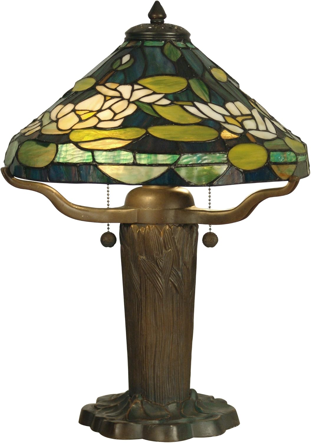 Dale Tiffany TT10032 Tiffany Table Lamp, Dark Antique Bronze Verde Grn and Art Glass Shade