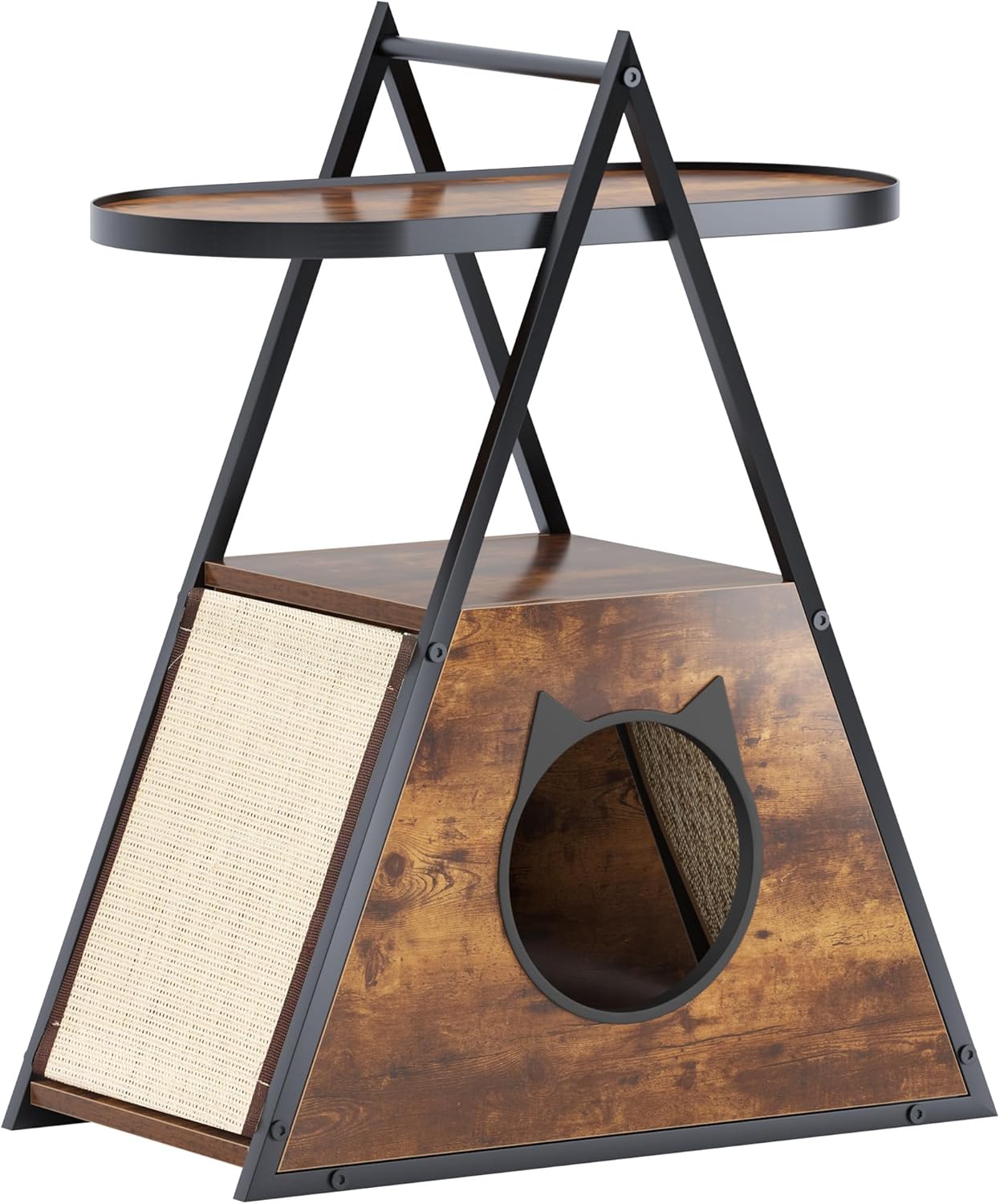 review Cat House,end Table.Wood cat condo Black Vintage pet Furniture