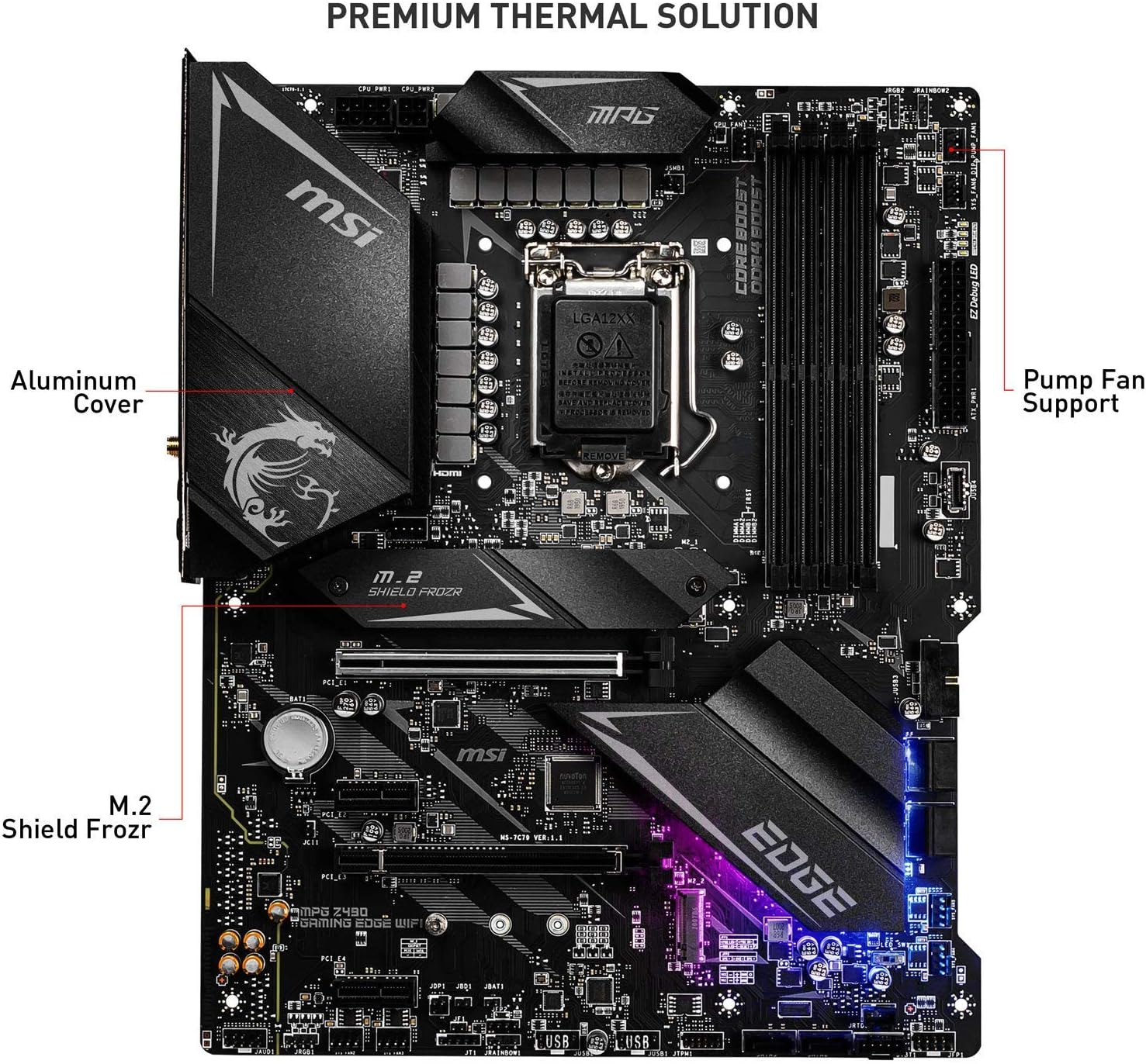 MSI MPG Gaming Edge Intel Z490 LGA 1200 ATX DDR4-SDRAM Motherboard