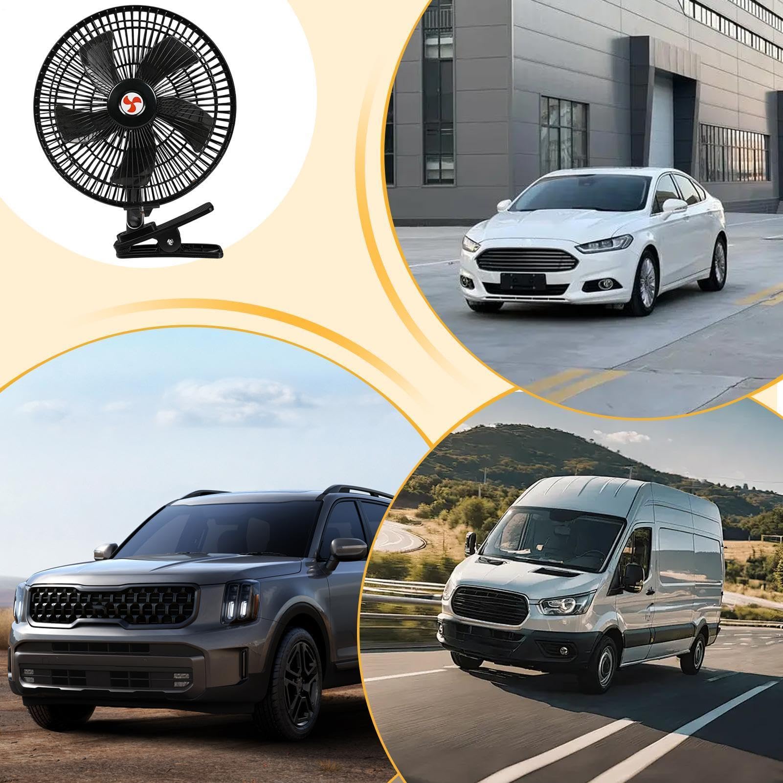 Generico la Portatile Da Bocchette Auto | Di Ventilazione Personale Interna - Ventilatore Oscillante Portatile Con 2 Marce Del,Per Berline, Camion, Camper, Pickup, Monovolume,