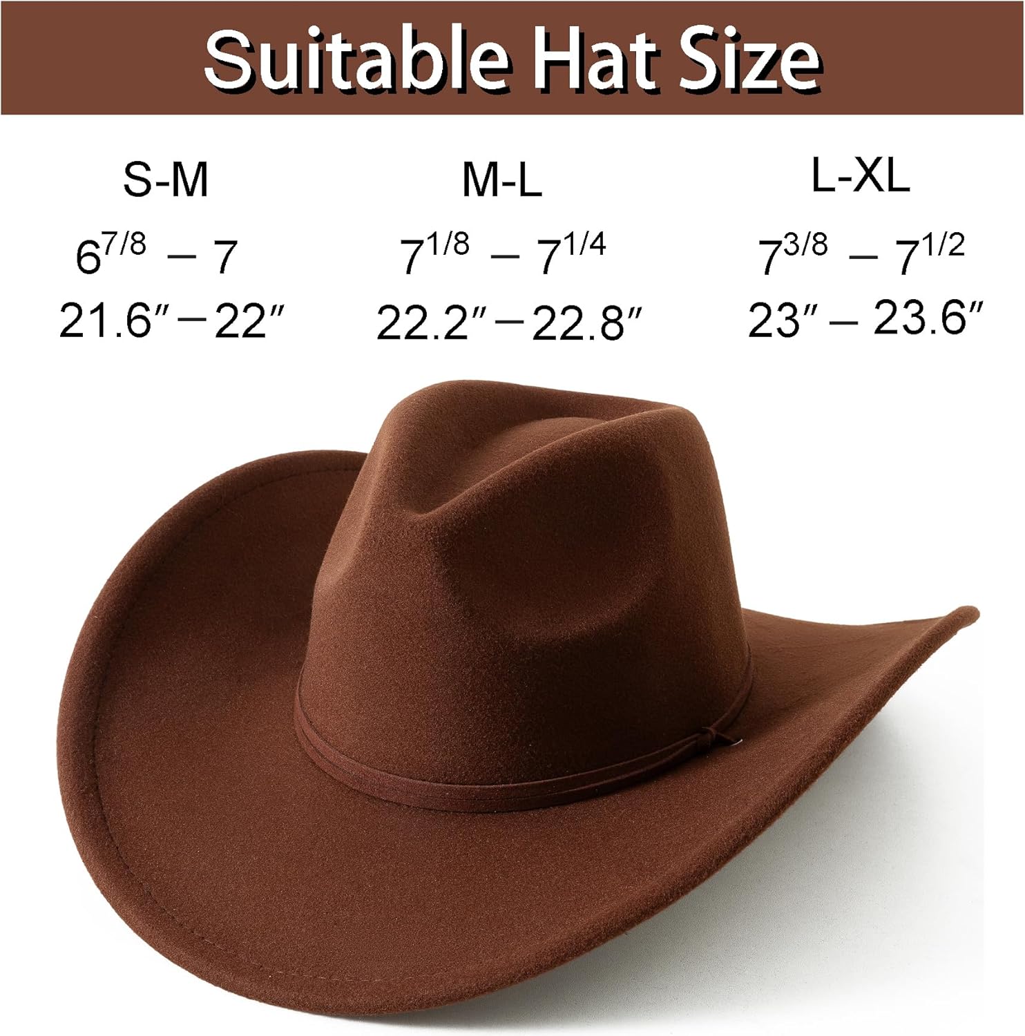 Lanzom Women Men Retro Felt Wide Brim Western Cowboy Cowgirl Hat Dress Up Hat with Wind Lanyard - Image 2