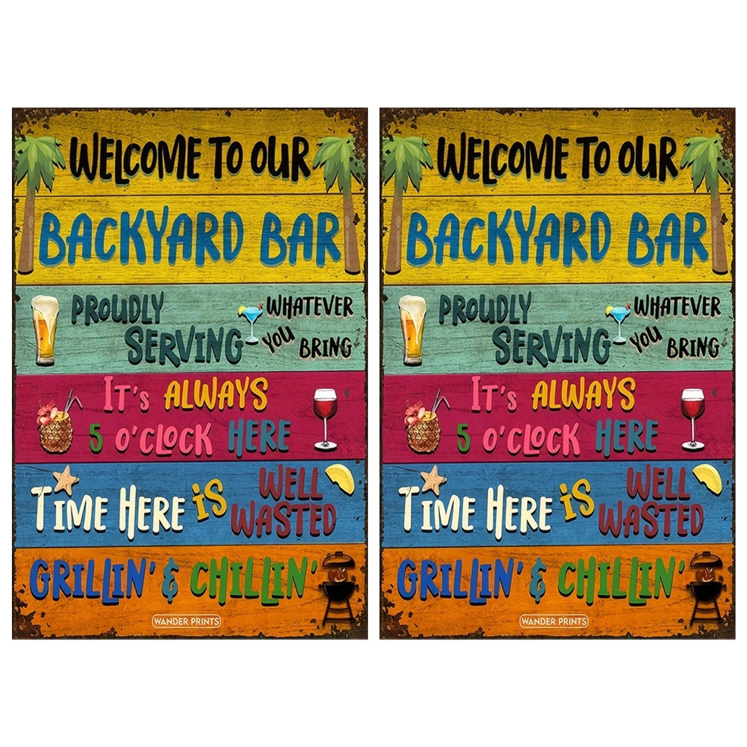 Ejufns Mixed Color 2 Pieces Of Bar Signs, Creative Graffiti Signs, Decorative Signs, Suitable For Bars, Clubs, And Restaurants.