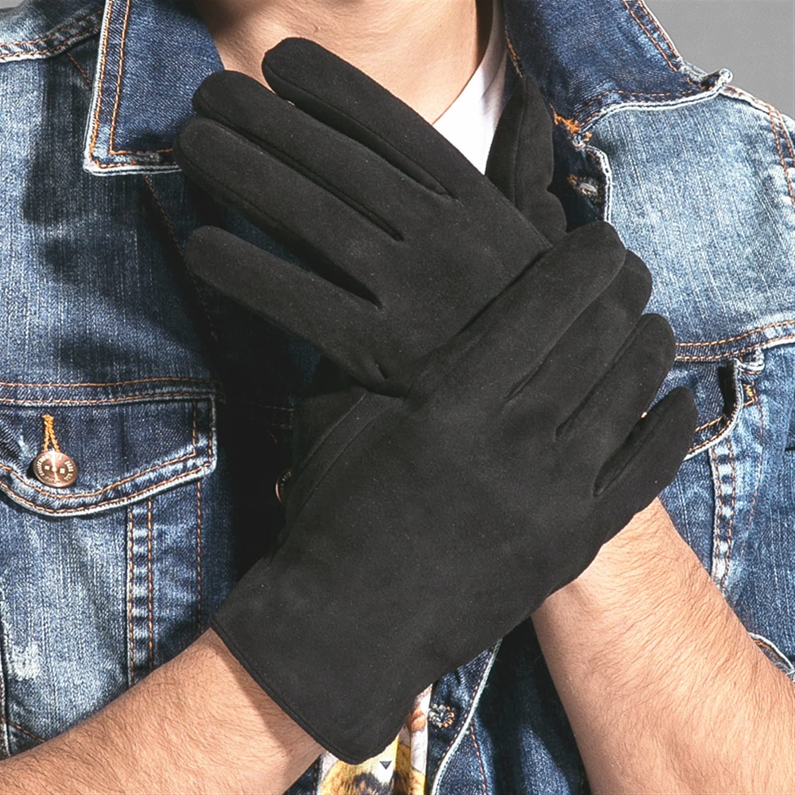 JINGYAN Guantes de soldadura Guantes de soldadura Doble piel de vacuno Protección de seguridad en el trabajo de los hombres Deportes Jardín Motociclismo Soldadura(S)