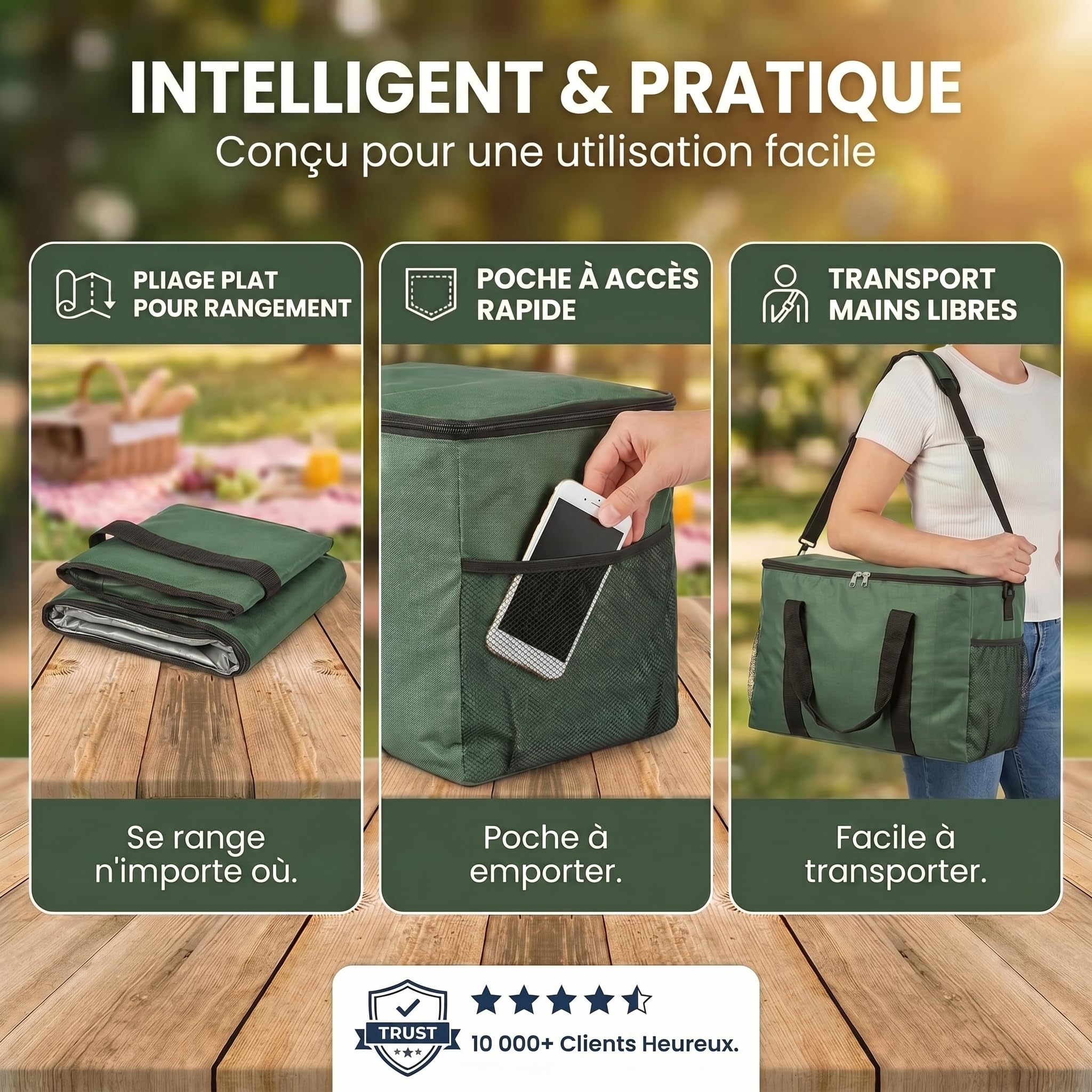 XXL Sac Isotherme iolé pour Boissons & Snacks, Sac Pique-Nique pour Camping Voyage Vacances 25 ou 45 litres