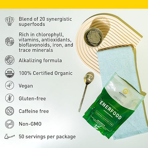 Miniatura 5 de Botanicals Enerfood - Mezcla de bebida en polvo, mezcla de 20 superalimentos orgánicos ricos en clorofila, vitaminas, antioxidantes, bioflavonoides,