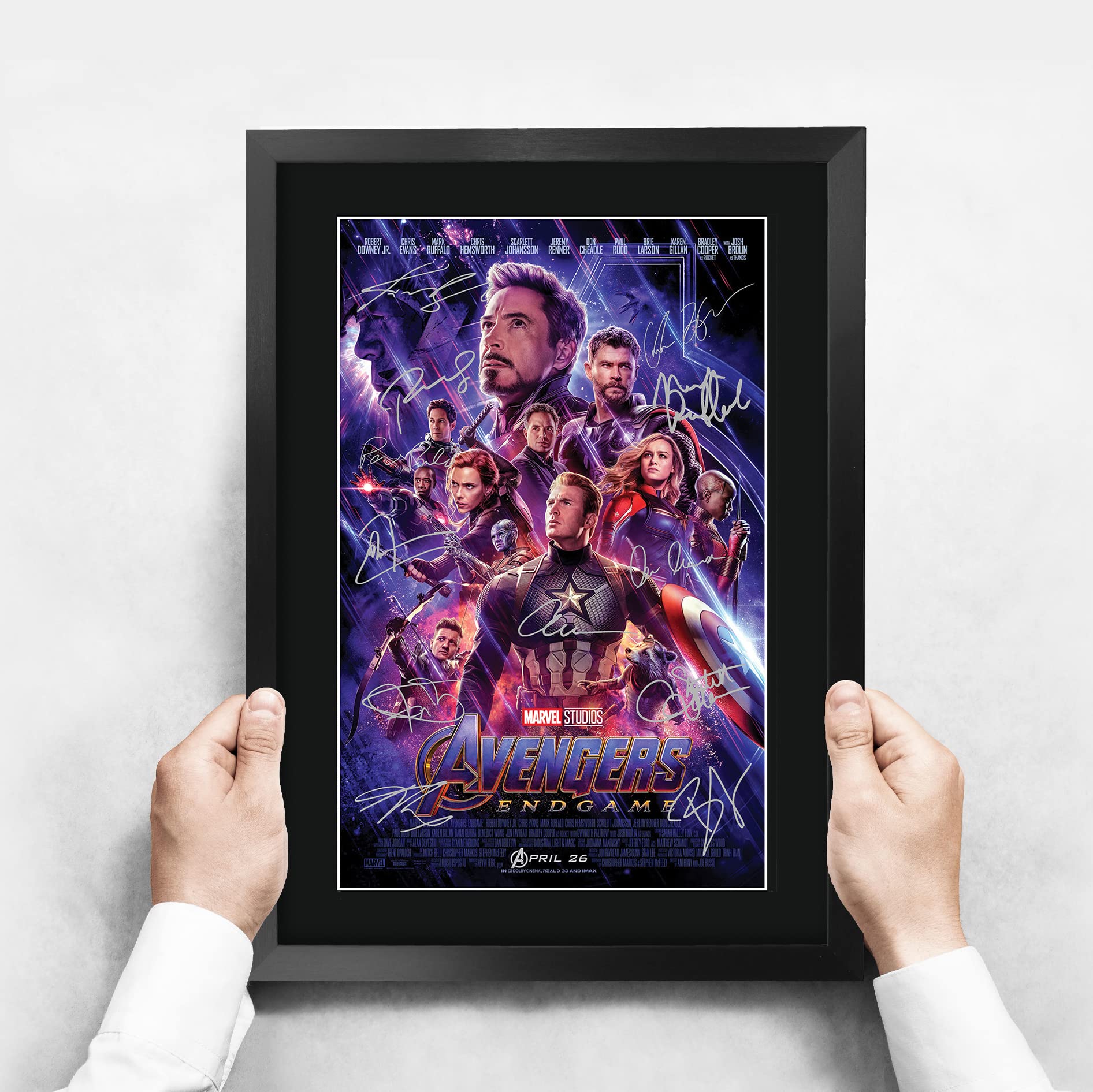 HWC Trading FR A3 Avengers Endgame Cadeaux imprimés affiche photo autographe signée pour les fans de cinéma - A3 Encadré