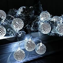 Sunshine smile 20 LED Disco Ball String Lights 300cm Disco Ball Lights for Disco Party Mini Disco Balls Tree Decoration Oriental Moroccan String Lights