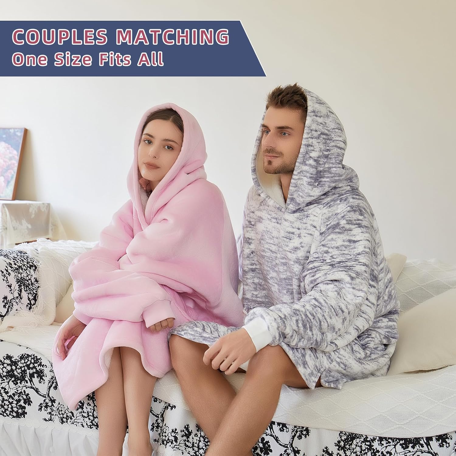 DaysU Wearable Blanket Hoodie Adult, Oversized Sherpa Sweatshirt for Women and Men, Two Pockets Hoodie Blanket