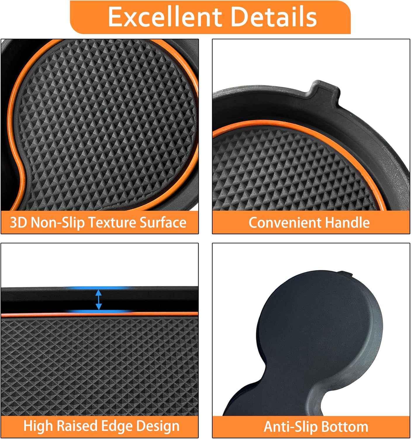 for Honda HRV Accessories 2026 2025 2024 2023 Cup Holder Inserts Center Console Liner 3D Silicone Cup Holder Coasters Protector Mat Pad Non-Slip Interior Decoration for HRV 3Pcs (Orange) image 3