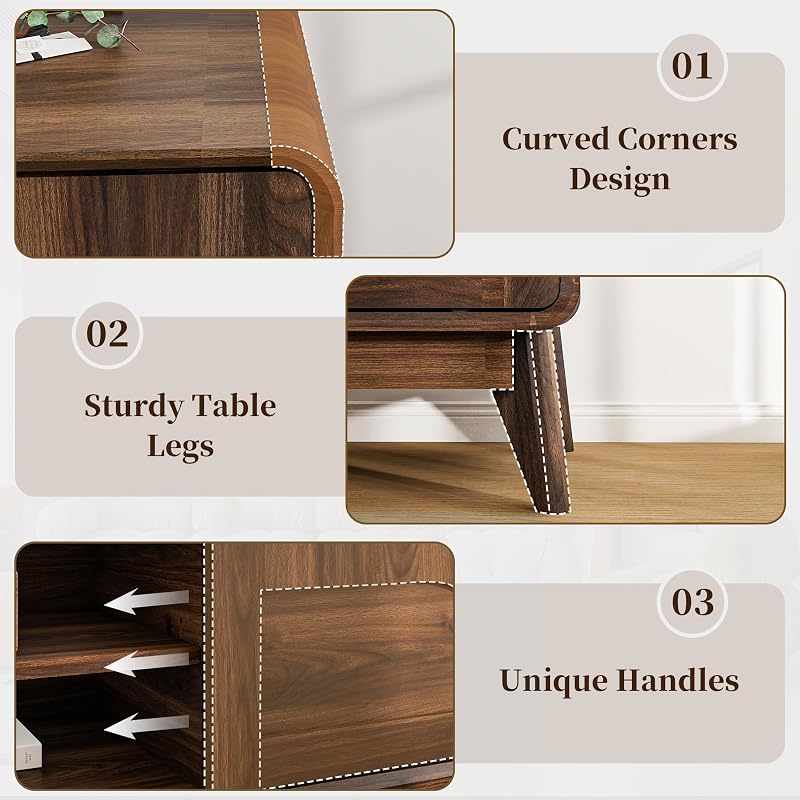 70" Mid Century TV Stand for Living Room w/ Sliding Barn Door, Walnut image 6