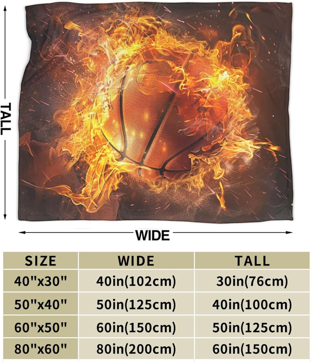 Basketball Blanket Sports Fleece Throw Blanket Super Soft Warm Cozy Fuzzy Plush Basketball Team Player Gifts for Sport Fans Girls Boys Kids Room Decor50 X60