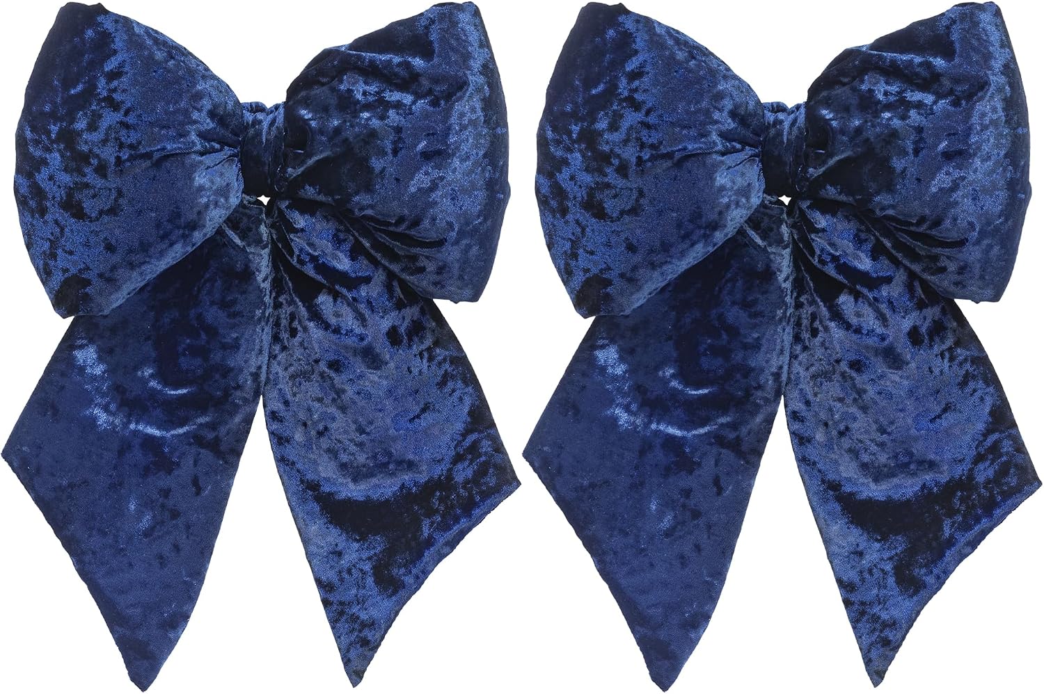 KI Store Blue Large Plush Velvet Bows Set of 2 12-Inch Christmas Bow Tree Topper for Christmas Tree Decoration Door Window Decor