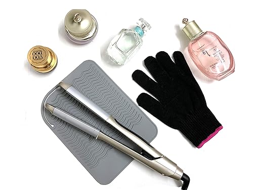 Miniatura 3 de Tapete de viaje de plancha plana, protector de mostrador de rizador con guante resistente al calor para rizadores, alisador de pelo, planchas planas