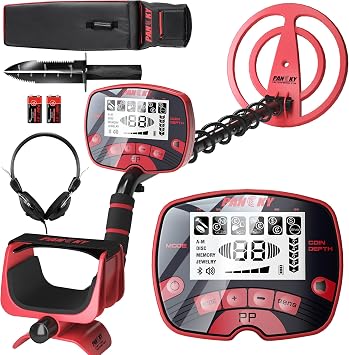 PANCKY Metal Detectors for Adults Waterproof, Professional Higher Accuracy Gold Detector with LCD Display Deep Red