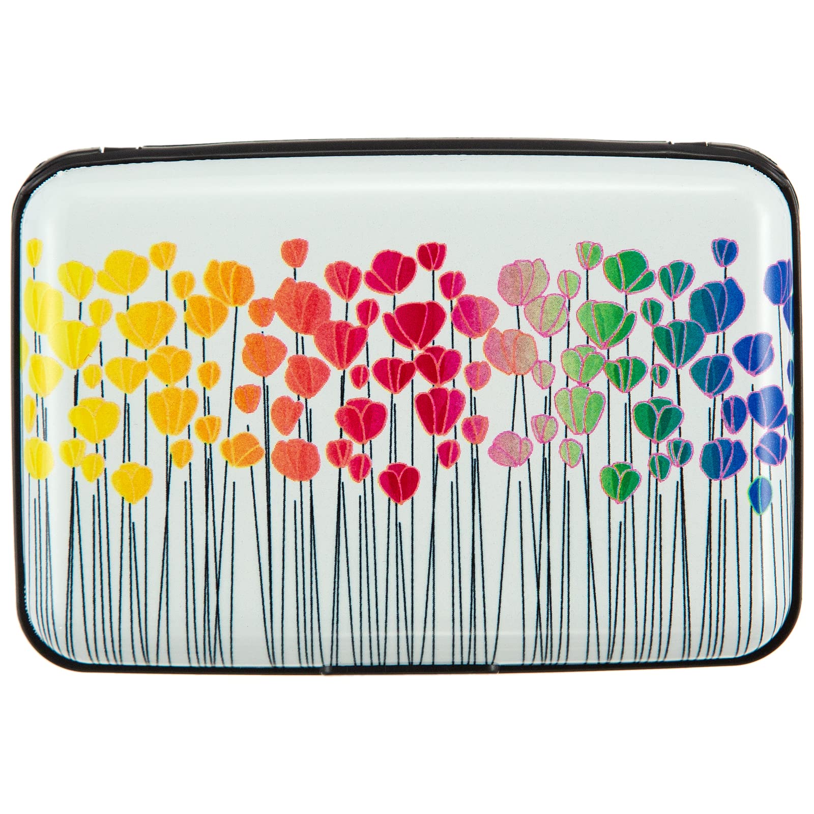 Kaabao Credit Card Holder, Metal Card Wallet RFID Blocking Mini Slim Aluminum Business Hard Card Case for Women Men (Colorful Flowers)