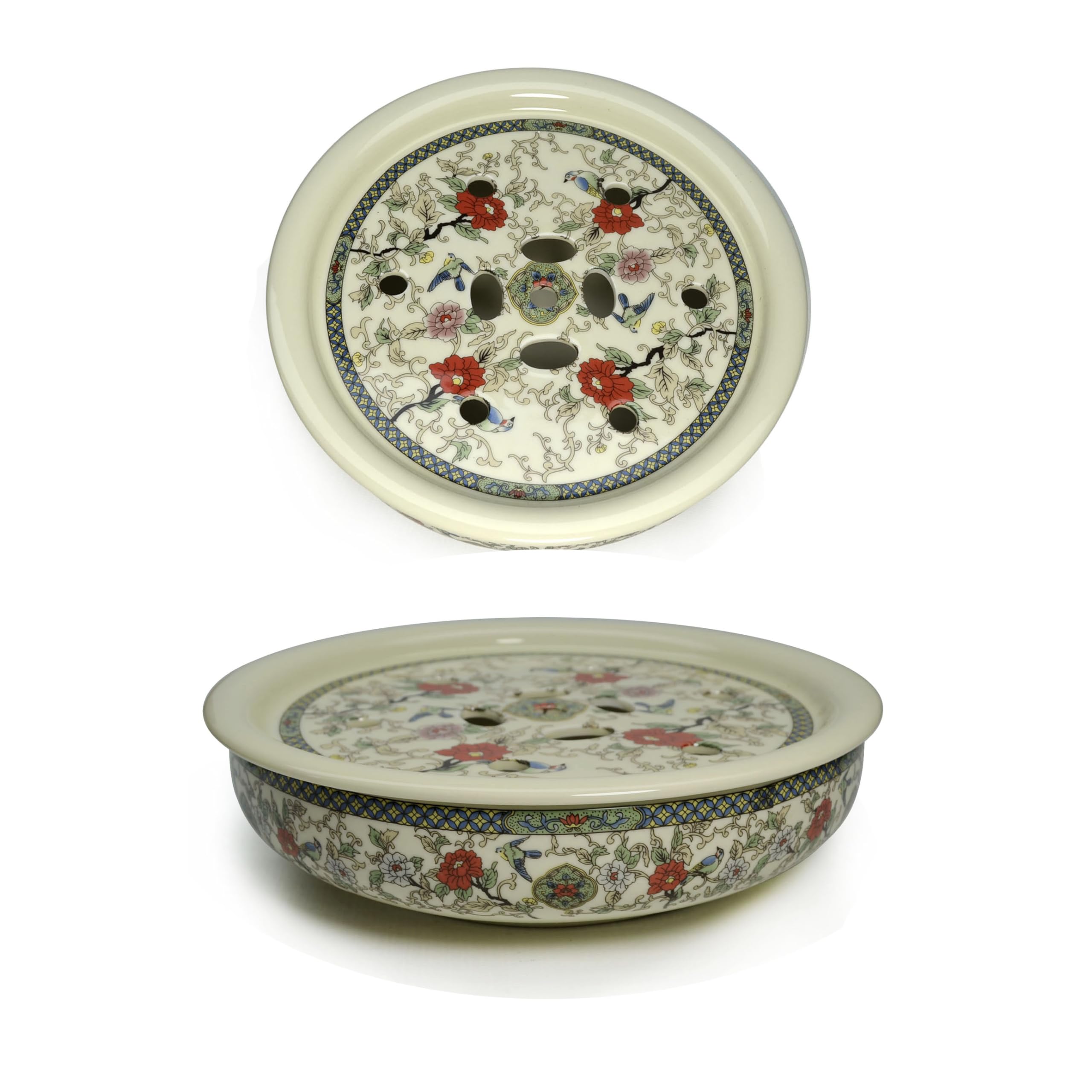 Liang Baobao Porcelain Tea Tray 10 inch, Double-Layer Tray Storage Basin