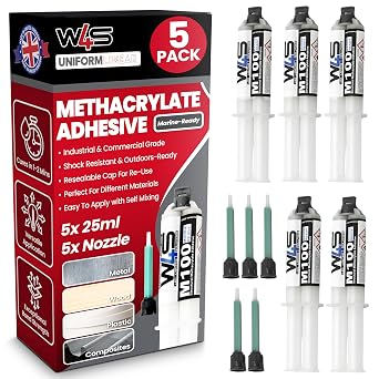Wired4Signs MMA Adhesive 5 Pack 25ml Heavy Duty Methacrylate Glue for Metal Plastic PVC Fast Curing High Strength Industrial Marine Sign Bonding Repair Applications