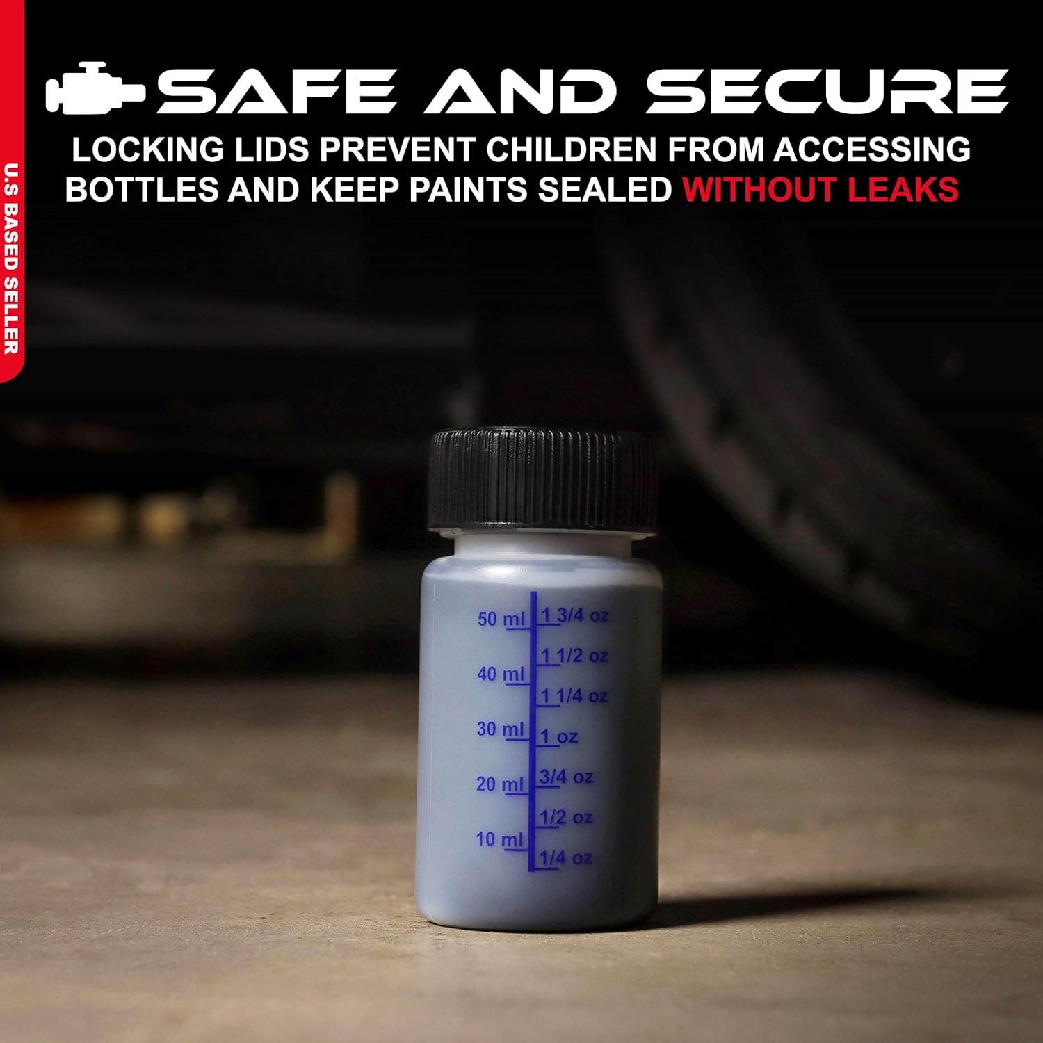 ABN Auto Paint Touch Up Bottles - 6pk Empty Paint Bottles with Brush Applicator and Mixing Marble, 2 Oz Bottles - Image 3