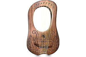 10-String Metal Lyre Harp with Intricate Irish Design, Tuning Key and Portable Bag