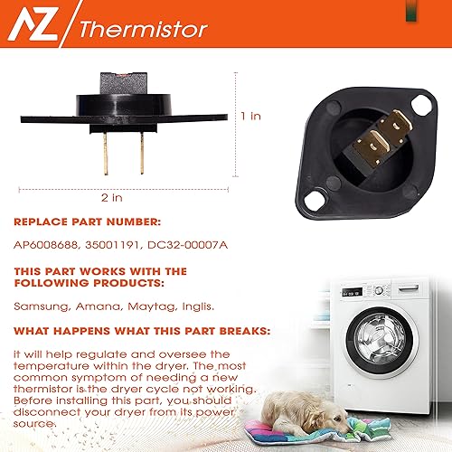 Miniatura 5 de Termostato de secadora y fusible térmico de reemplazo para Samsung DVE50M7450WA3 DV393ETPAWRA1 DV42H5000EWA3 DV48H7400EWA2 DV363EWBEUFA1