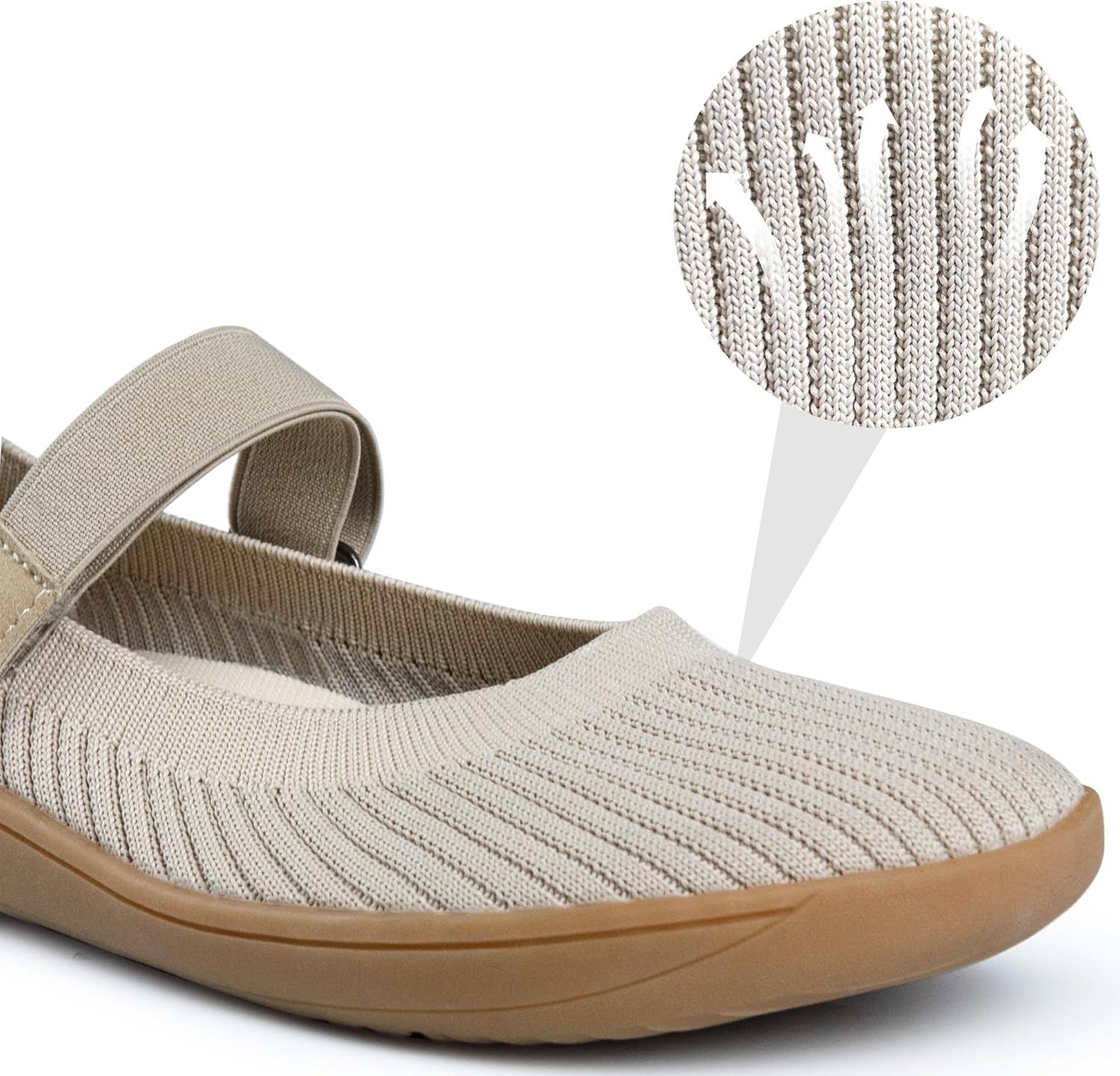 Women's Barefoot Mary Jane Flats - Wide Toe Box & Round Toe Knit Ballet Flat Shoes, Comfortable Dressy Casual Office Shoes - Image 5
