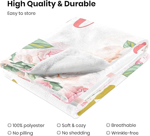 Miniatura 3 de Youltar Manta de bebé personalizada con nombre de niña, manta de bebé personalizada, suave y cómoda, manta de mariposa floral rosa, perfecta para