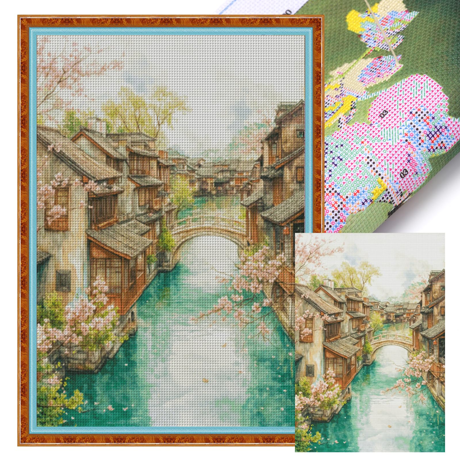 Kexpery 4 Seasons Full 14CT Cross Stitch Embroidery Kit Large Format Numbers 70x95cm for Beginners and Adults Home Wall Decor