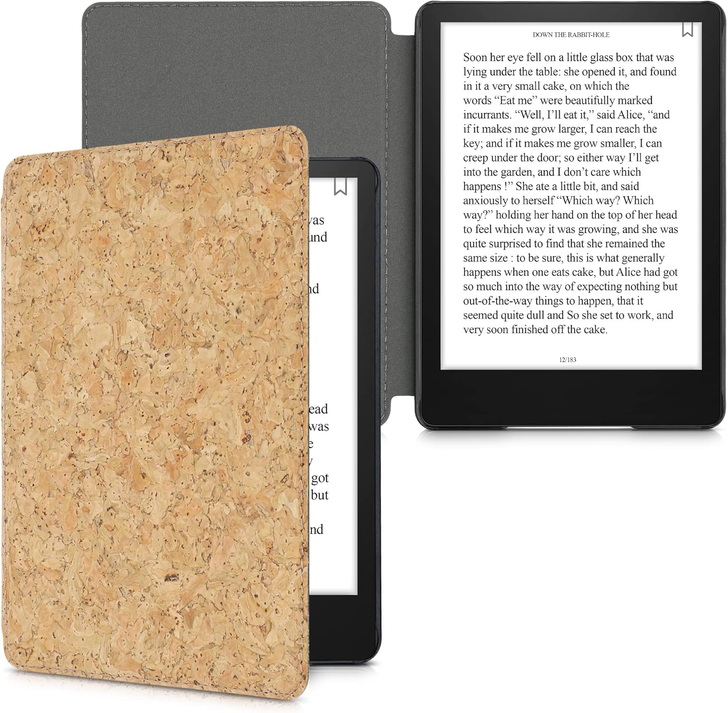 kwmobile Cork Case Compatible with Amazon Kindle Paperwhite 11. Generation 2021 - Book Style Protective e-Reader Flip Cover Folio Case - Light Brown