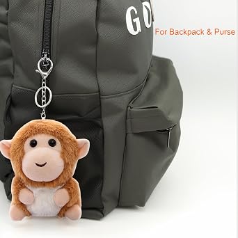 Cute Monkey Plush Keychain for Backpack, 4 Inch Monkey Bag Charms, Key Chain Accessories for Women Cat Gift