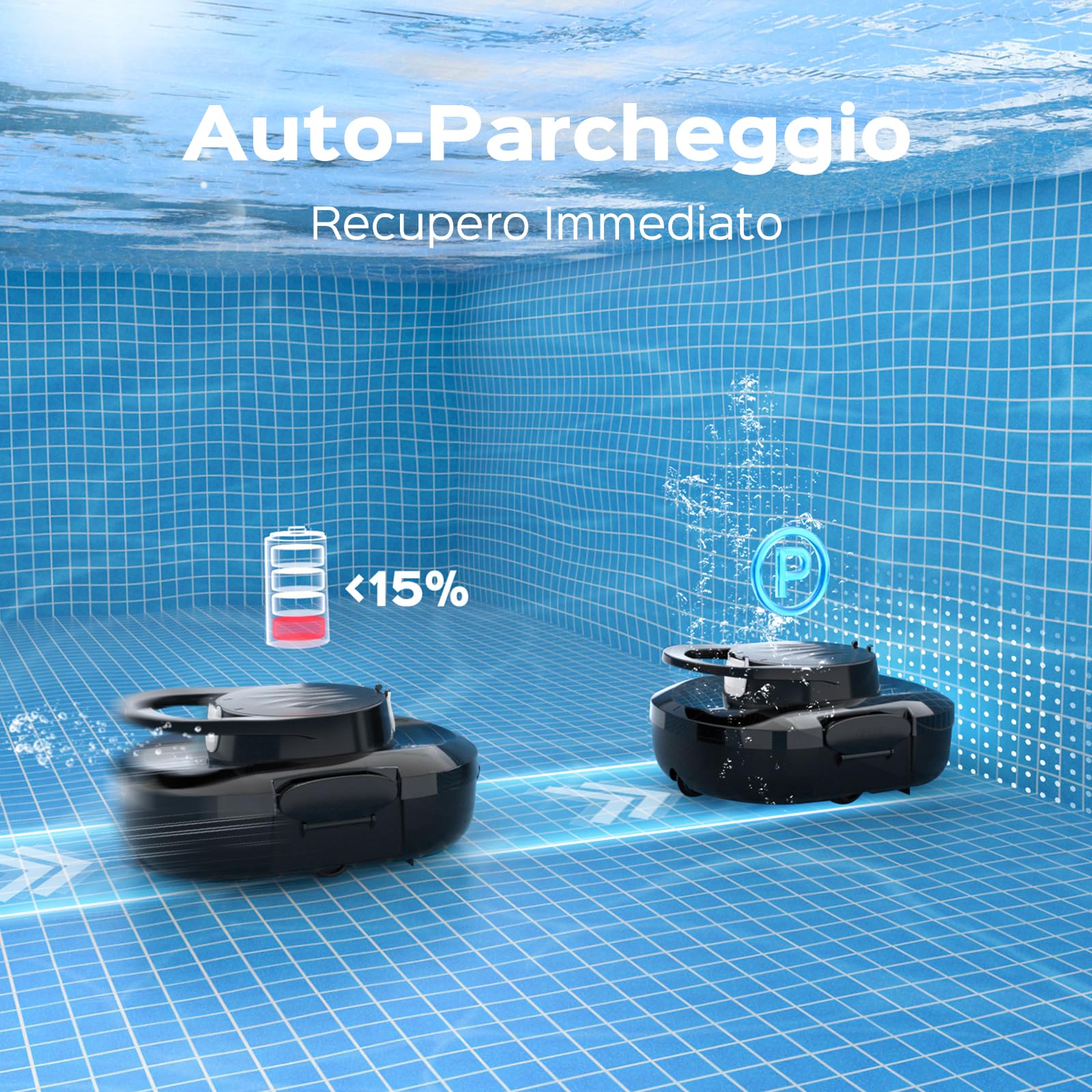 (2026 Upgrade) S1PRO Robot per Piscina Senza Fili, Doppio Motore, Ricarica 2,5 Ore, Automatica 100 Min Aspiratore Piscina Fuori Terra, per Piscine Fuori Terra