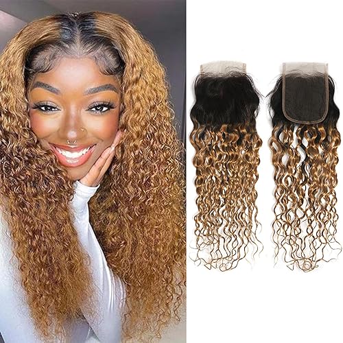 X-TRESS 1 paquete de cabello humano ondulado degradado 1b27, paquetes de cabello rizado rubio degradado 100% cabello humano (20 pulgadas, T1B27#