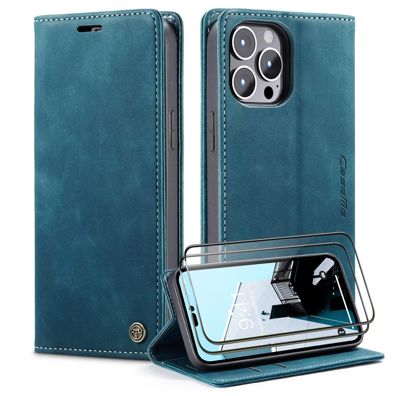 Housse iPhone 14 Pro Max bleu porte-carte pour sorties sans sac - 8
