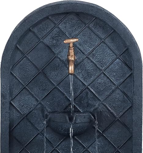 Miniatura 5 de Sunnydaze Messina - Fuente de pared solar para exteriores cascada colgante fuente de montaje en pared y función de agua del patio acabado de plomo