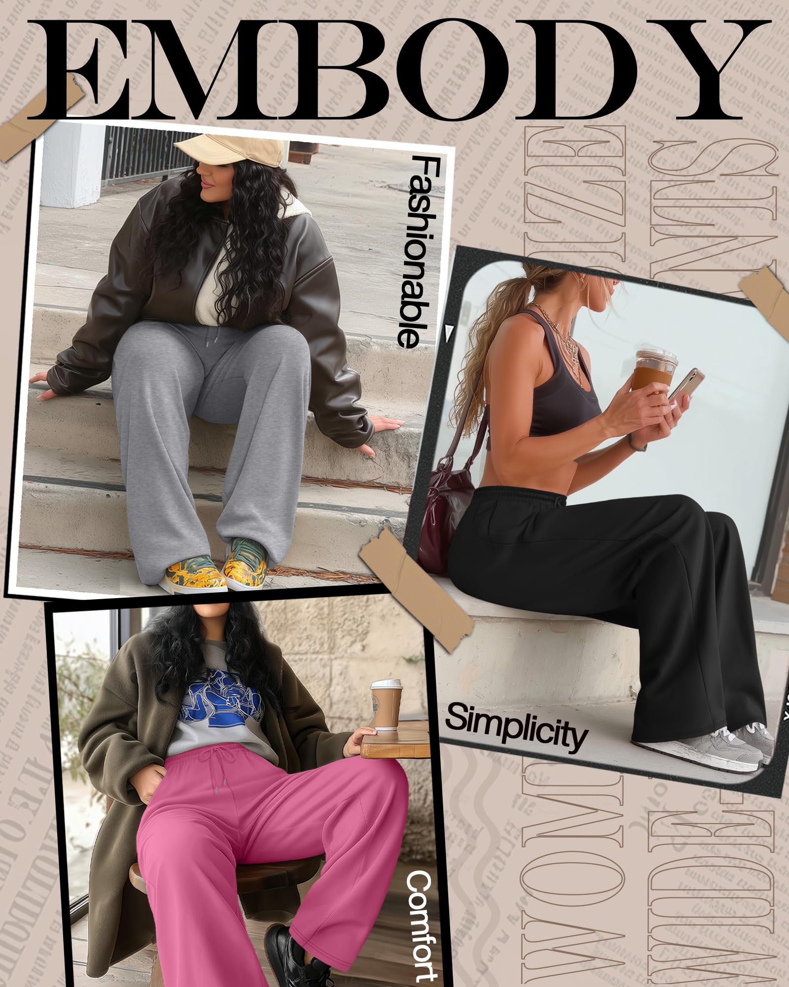 Neer 3 pantaloni sportivi donna taglie forti larghi