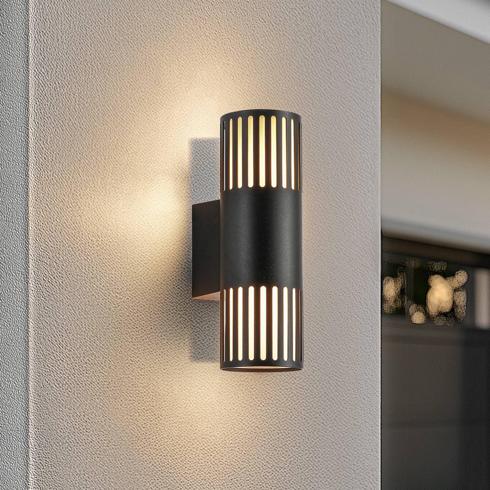 Lindby Wandleuchte außen Lurinda (spritzwassergeschützt (Modern) in Schwarz aus Aluminium (2 flammig, E27) - Außenwandleuchten Wandlampe Led Außenlampe Outdoor für Außenwand/Hauswand