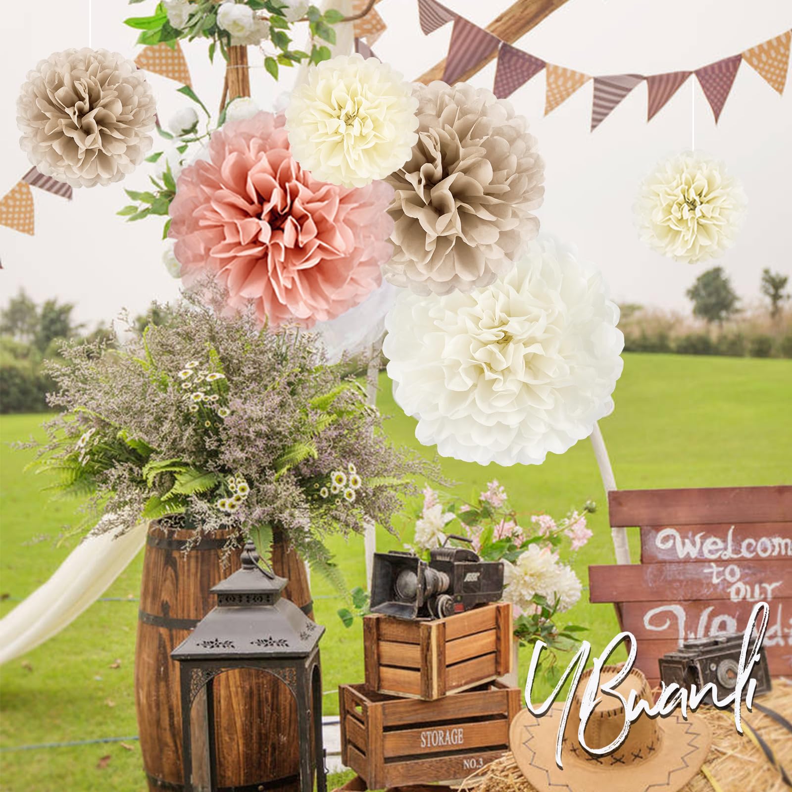 12 Pompon Di Carta Velina Per Decorazioni | Fiori Giganti Per Matrimoni, Compleanni | Decorazioni Appendibili - Foto 8