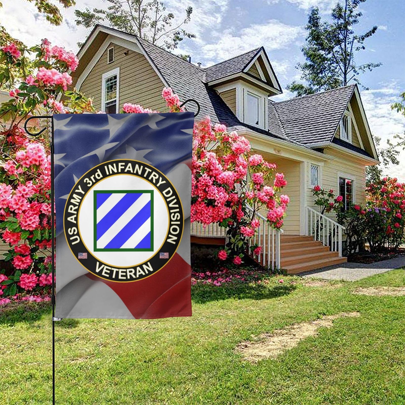 US Army 3rd Infantry Division Garden Flag - 13x18 Inch Double Sided Polyester Yard Banner