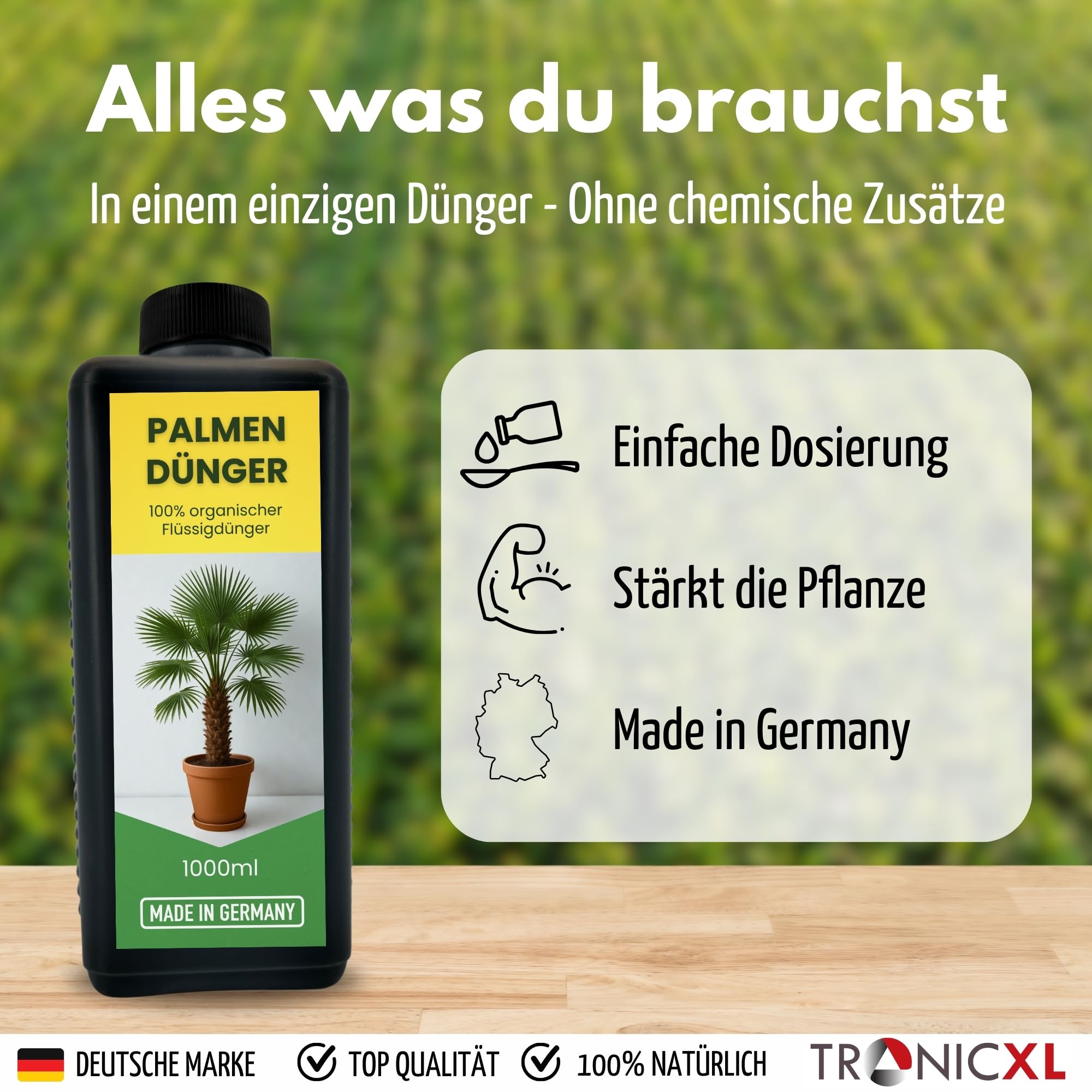 Natrlicher Hanfpalmendnger 1L Hanfpalme Dnger Palmendnger 1 Liter  Flssigdnger fr drinen und drauen Auen Pflanzendnger  Pflanzenstrkungsmittel Blatt- & Wurzeldnger organisch 1000ml : Amazon.de:  Garten