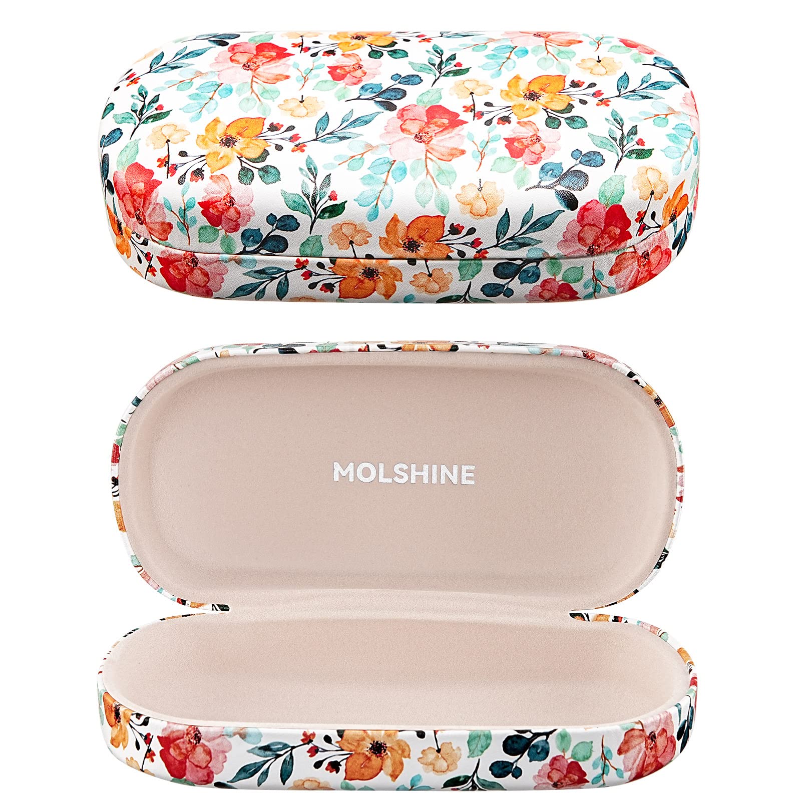 molshineEstuche rígido para gafas de sol de cuero, estuche clásico grande para anteojos para mujeres y hombres, anteojos de sol