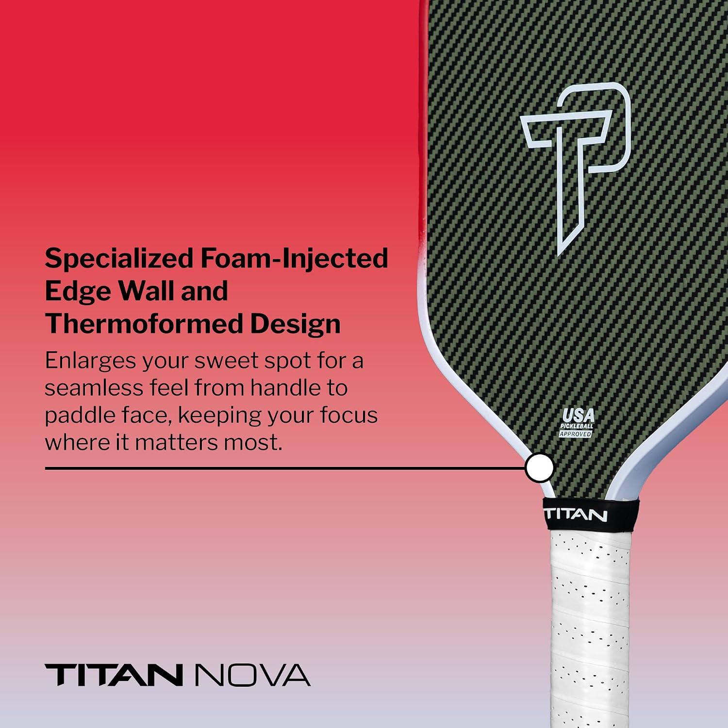 Titan Nova Kevlar Carbon Fiber Pickleball Paddle – Woven Kevlar® + T700 Face, Foam-Injected Edge Walls, USA Pickleball Approved, 14mm & 16mm – Intermediate to Advanced Players