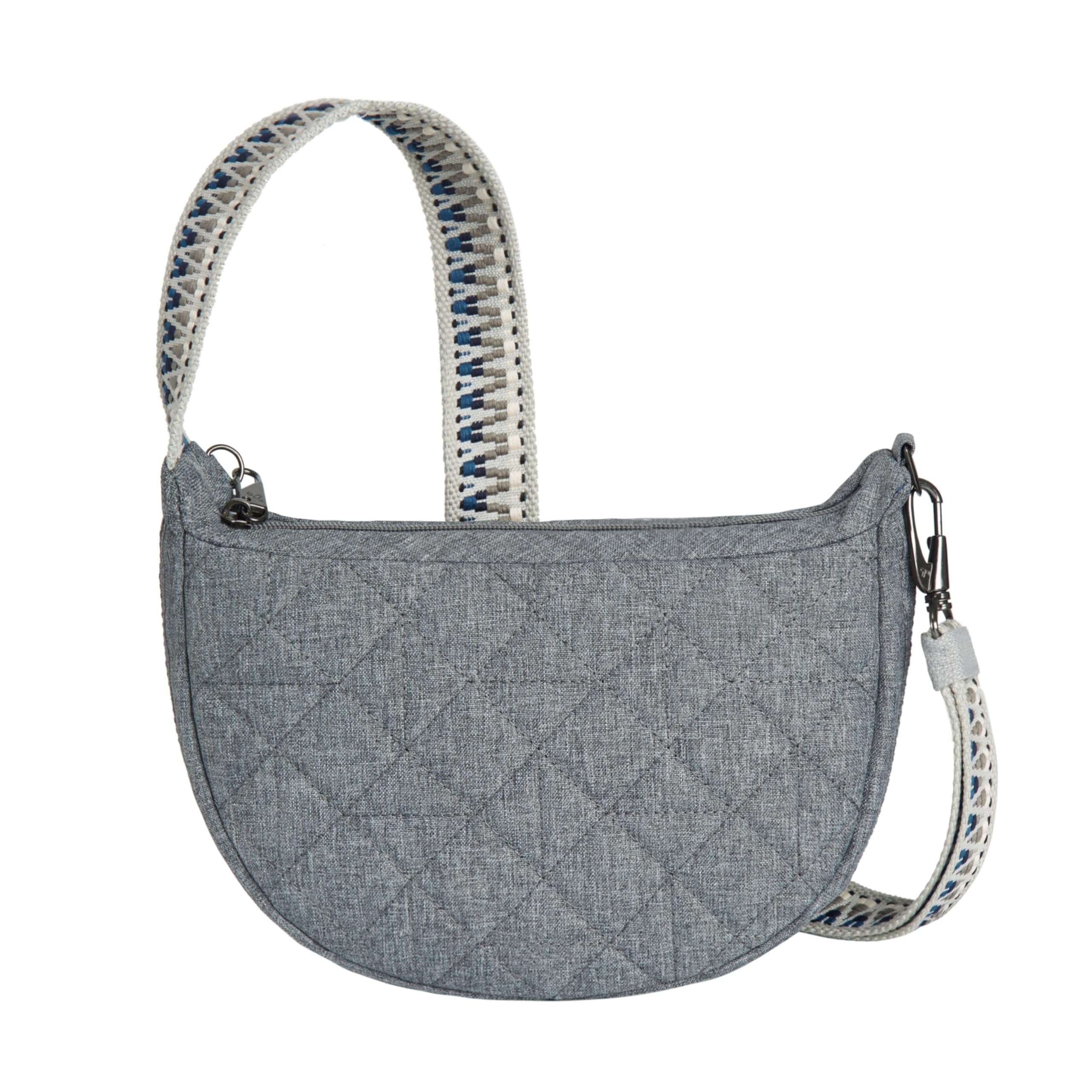 Travelon Unisex Boho antykradzieżowy półksiężyc crossbody, szary wrzos, Szary wrzos