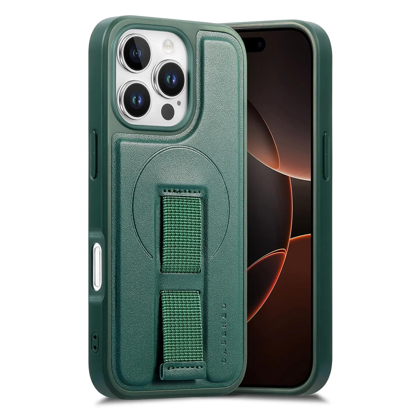 Coque iPhone 14 Pro Max cuir vert avec protection magnétique antichoc intégrée - 8